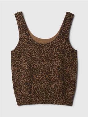 GAP Leopard-Print Knit crop Tank Top - Brown/Black